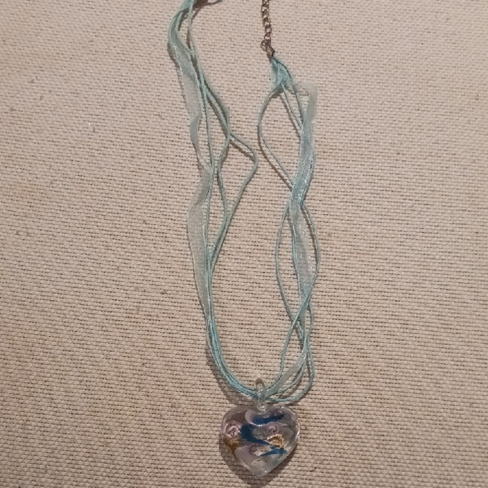 Innocent Blue Heart Pendant Necklace